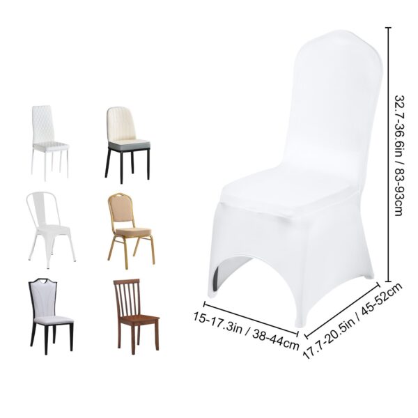 Husă elastică pentru scaun, albă, arcuită - set de 50 bucăți - imagine 3