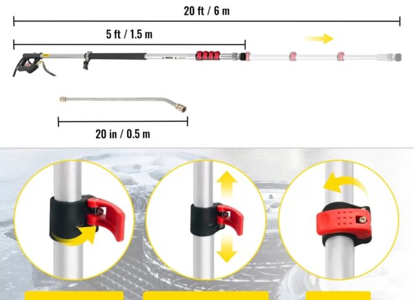 Adaptor de spălare telescopic – 1,5-6 m - imagine 4