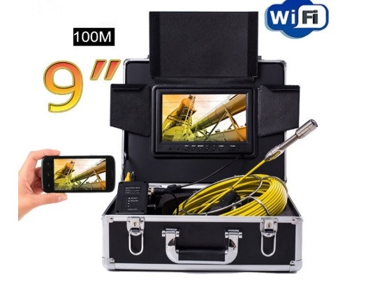 Endoscop, cameră pentru țevi Wi-Fi, 9", cablu de 100 m - imagine 4