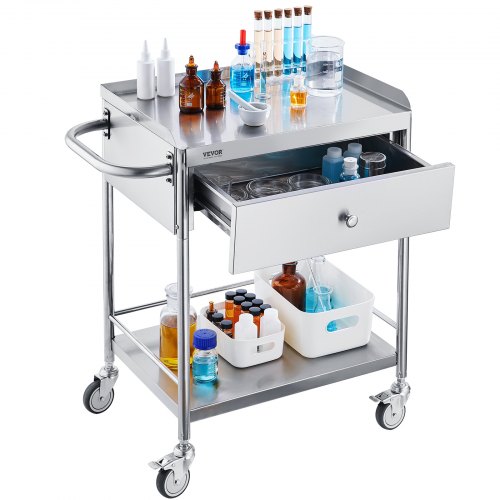 Cărucior din Oțel Inoxidabil cu Sertar, Capacitate 100 kg - imagine 4